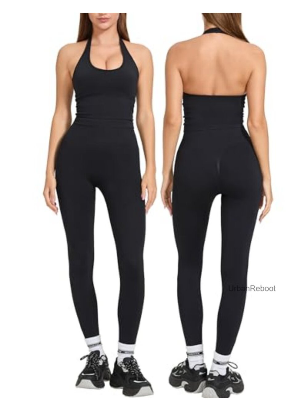 Women's 2 Piece Workout Set Halter Sports Bra Butt Lifting Leggings Yoga